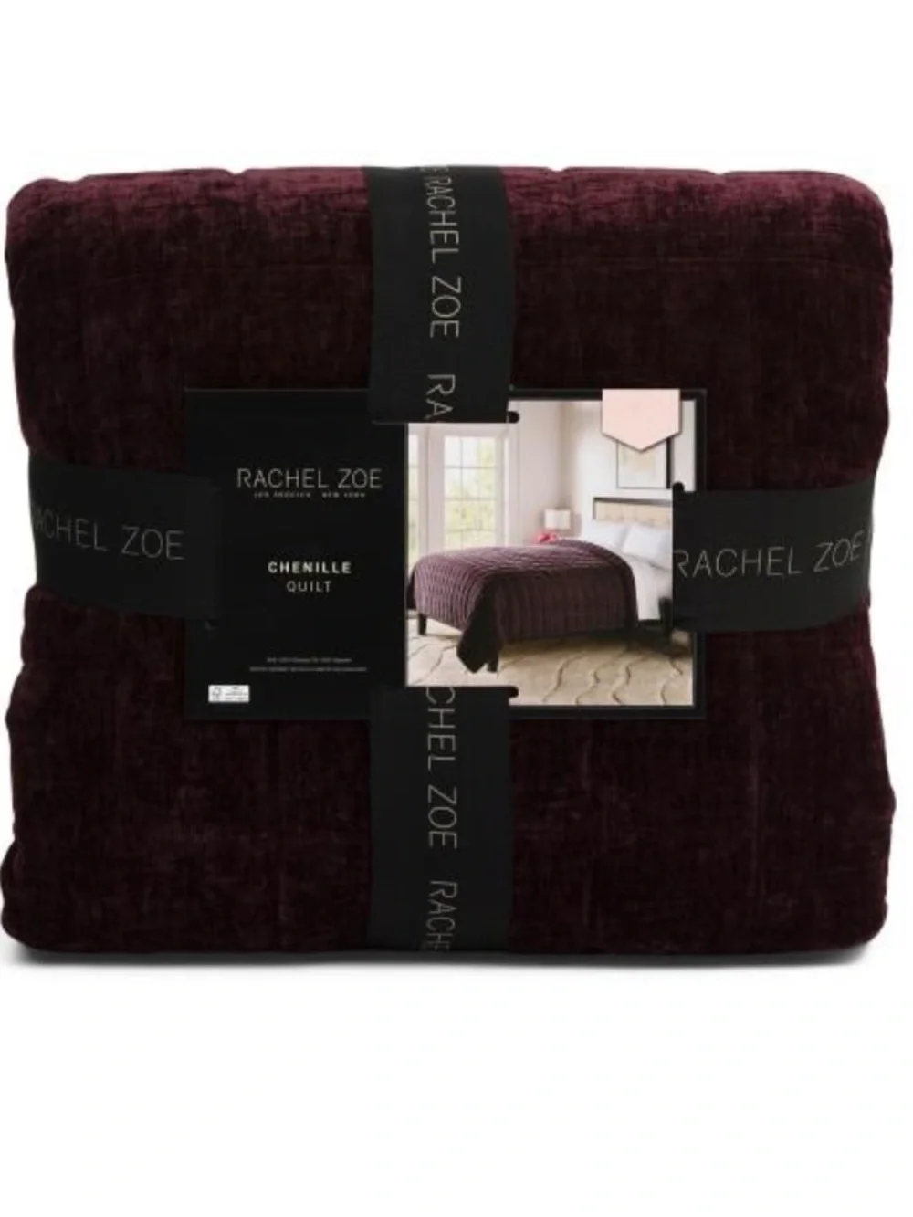 Rachel Zoe  Plum Chenille Quilt - Textured Grid Design